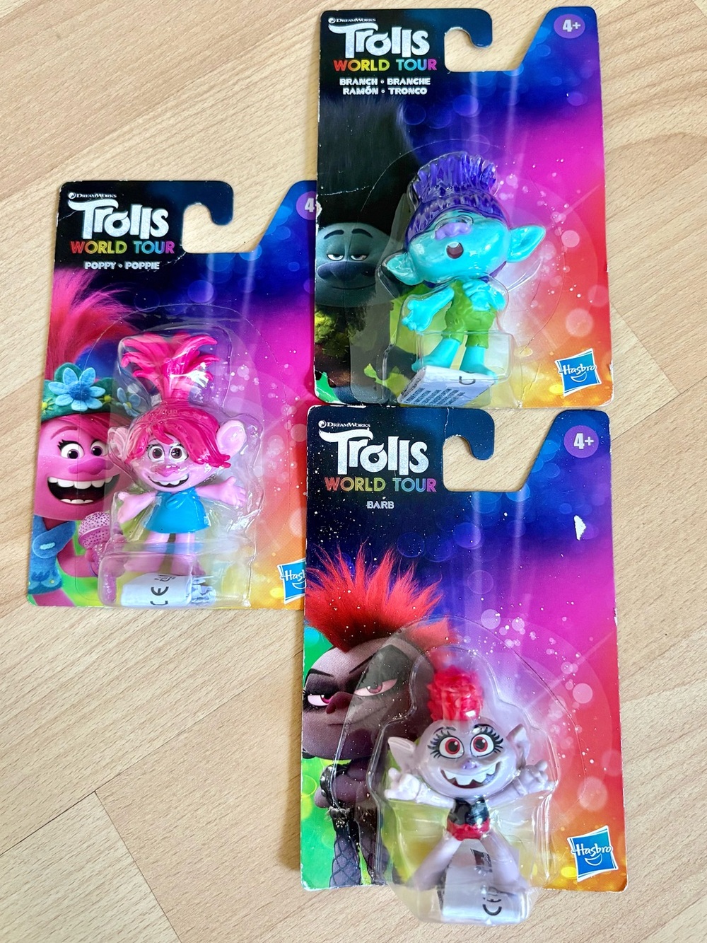TROLLS World Tour 3 Figures POPPY BARB & BRANCH Miniature Troll Toy Hasbro *NEW*